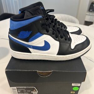 Nike Air Jordan Mid in White, Racer Blue, and Black